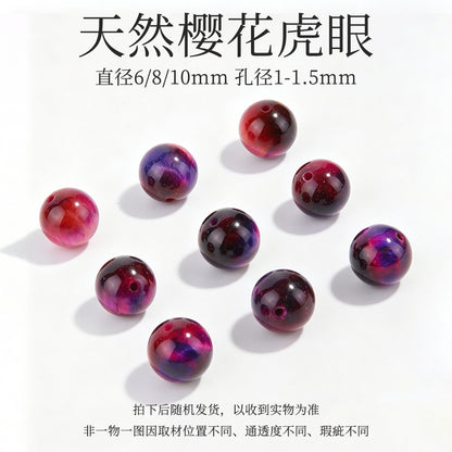 Natural Crystal Loose Beads DIY Beaded Bracelet, Aquamarine White Crystal Amethyst Strawberry Crystal South Red Agate Beads.