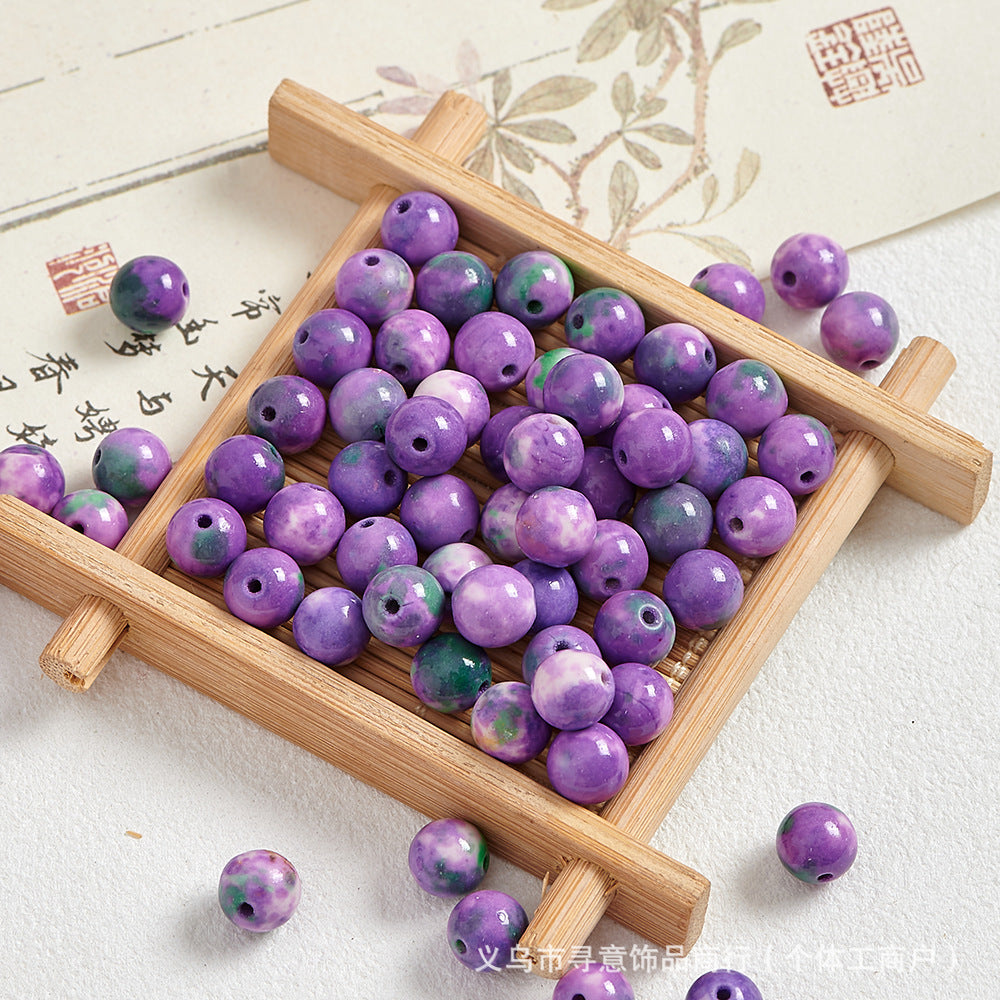 Natural Stone Crystal Agate Jade Beaded Loose Beads Handmade DIY Bracelet Material Wholesale