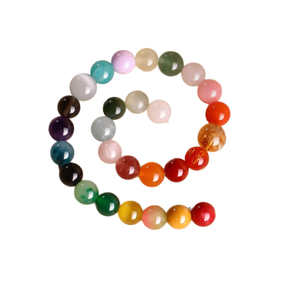 Natural Crystal Loose Beads DIY Beaded Bracelet, Aquamarine White Crystal Amethyst Strawberry Crystal South Red Agate Beads.
