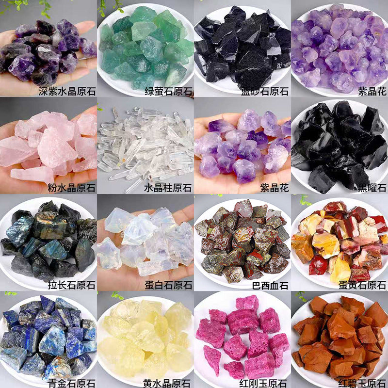 Natural Crystal Rough Stone Diffuser Stone Healing Amethyst Gravel Elongated Stone Agate Stone Opal Obsidian Rough Stone