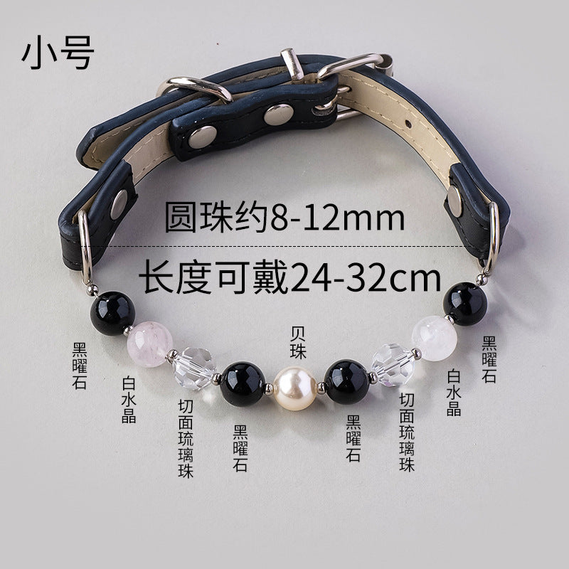 跨境天然宠物水晶项圈猫狗脖圈中小型犬项链脖圈直播现货厂家批发