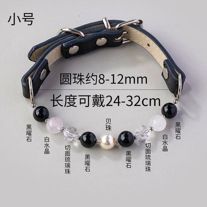 跨境天然宠物水晶项圈猫狗脖圈中小型犬项链脖圈直播现货厂家批发