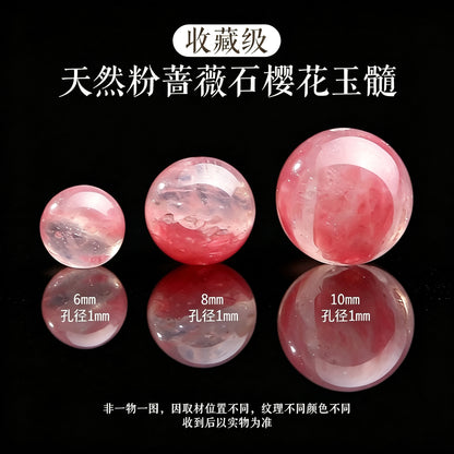Natural Crystal Loose Beads DIY Beaded Bracelet, Aquamarine White Crystal Amethyst Strawberry Crystal South Red Agate Beads.