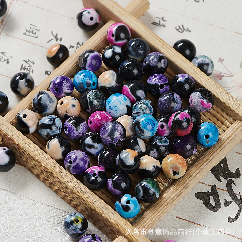Natural Stone Crystal Agate Jade Beaded Loose Beads Handmade DIY Bracelet Material Wholesale
