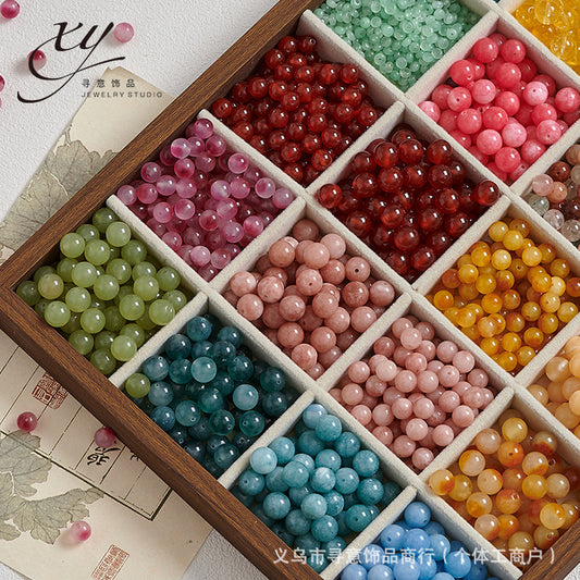 Natural Stone Crystal Agate Jade Beaded Loose Beads Handmade DIY Bracelet Material Wholesale