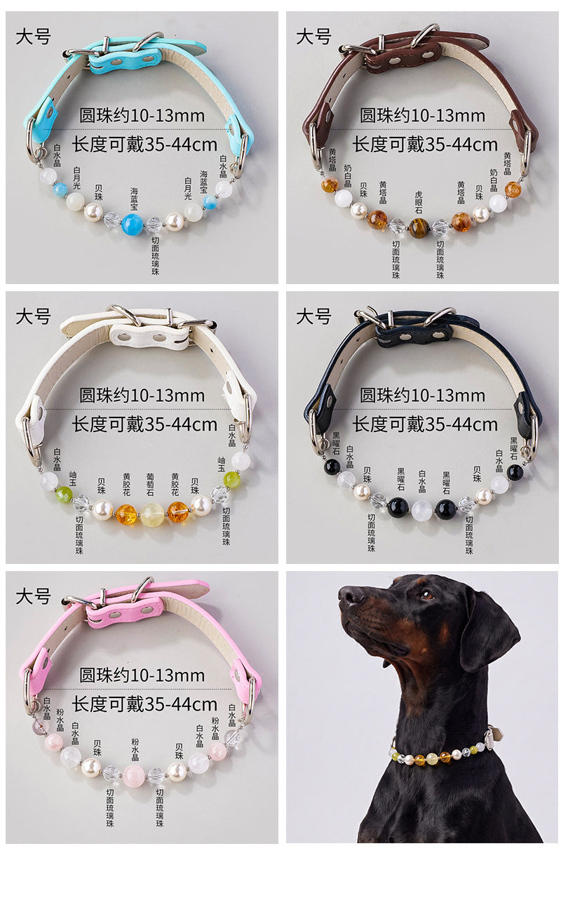 跨境天然宠物水晶项圈猫狗脖圈中小型犬项链脖圈直播现货厂家批发