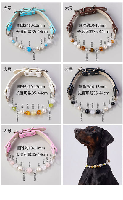 跨境天然宠物水晶项圈猫狗脖圈中小型犬项链脖圈直播现货厂家批发