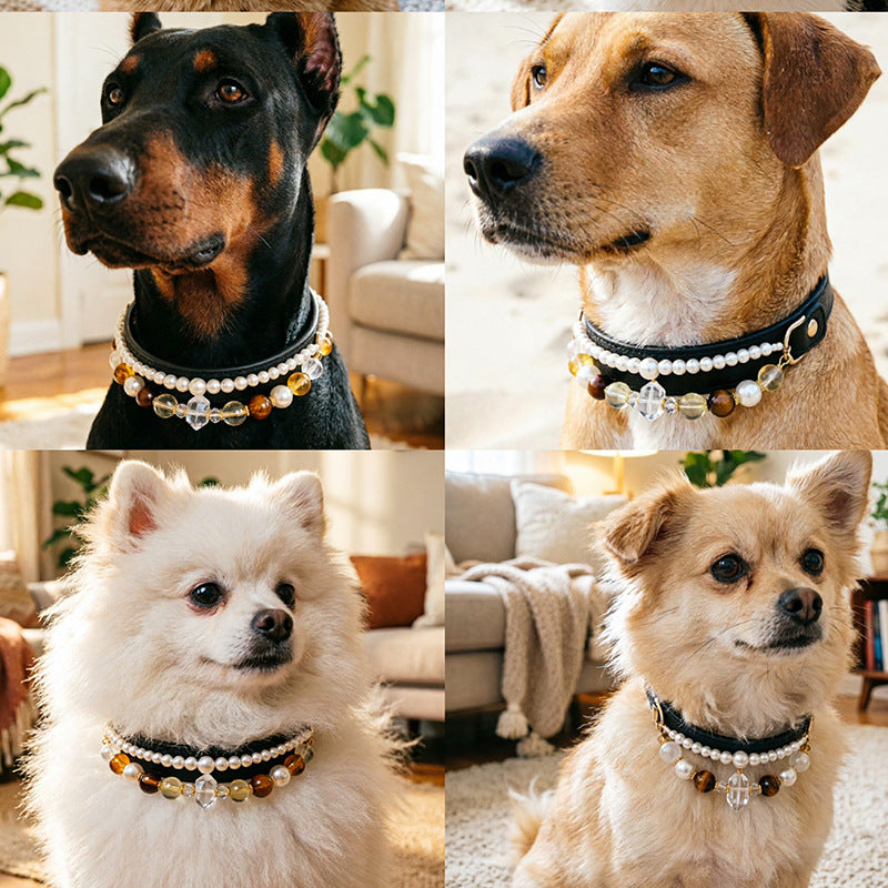 跨境天然宠物水晶项圈猫狗脖圈中小型犬项链脖圈直播现货厂家批发