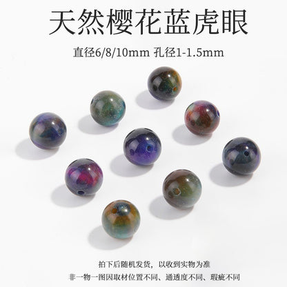 Natural Crystal Loose Beads DIY Beaded Bracelet, Aquamarine White Crystal Amethyst Strawberry Crystal South Red Agate Beads.