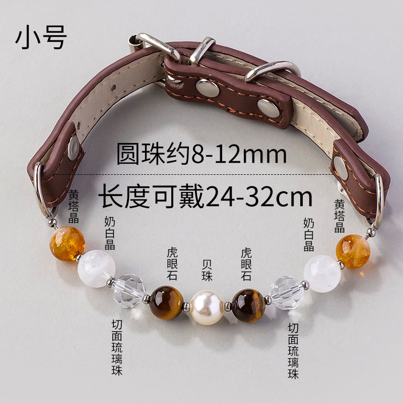 跨境天然宠物水晶项圈猫狗脖圈中小型犬项链脖圈直播现货厂家批发