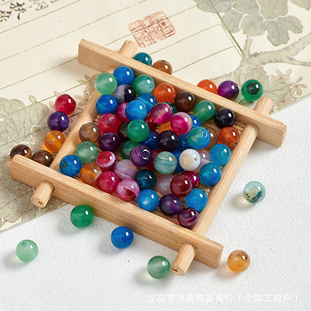 Natural Stone Crystal Agate Jade Beaded Loose Beads Handmade DIY Bracelet Material Wholesale
